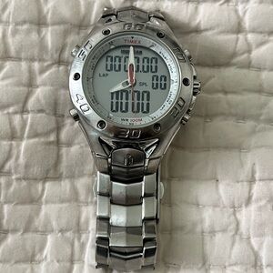 Timex Silver Stainless Steel Hybrid Digital-Analog Watch